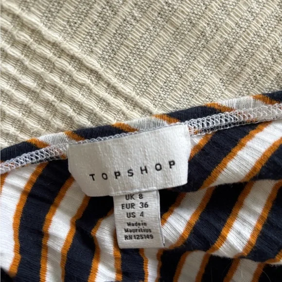 Topshop Striped One-Shoulder Ribbed Tank Top - Picture 2 of 2